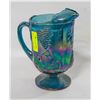 Image 1 : CARNIVAL GLASS INDIANA BLUE HARVEST GRAPE PITCHER