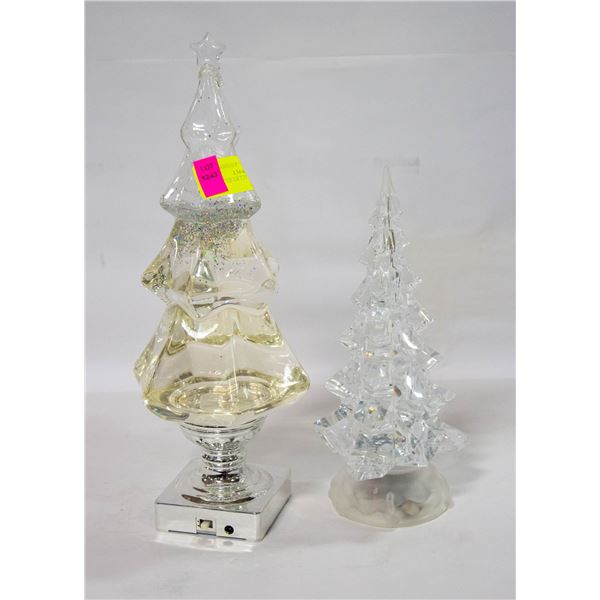 PAIR OF CLEAR LIT CHRISTMAS TREES