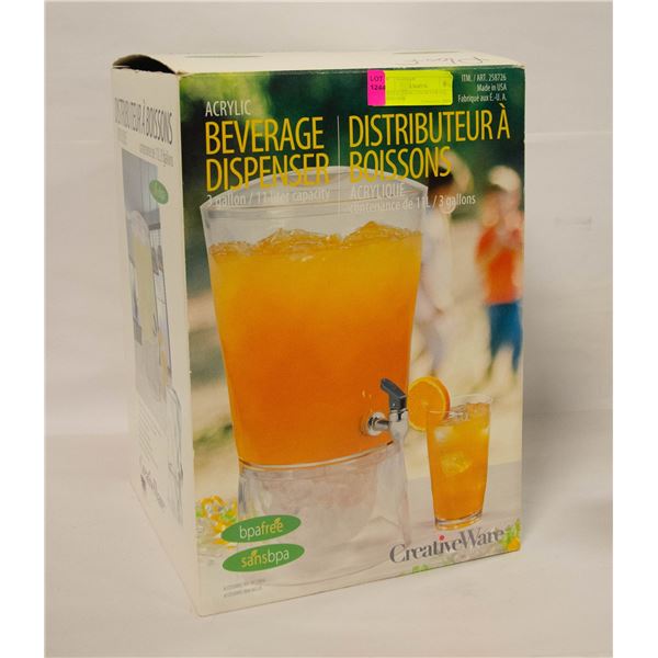 ACRYLIC 3 GALLON BEVERAGE DISPENSER
