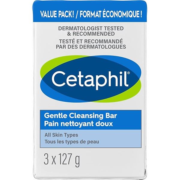 NEW 3 X 127G CETAPHIL GENTLE CLEANSING BAR