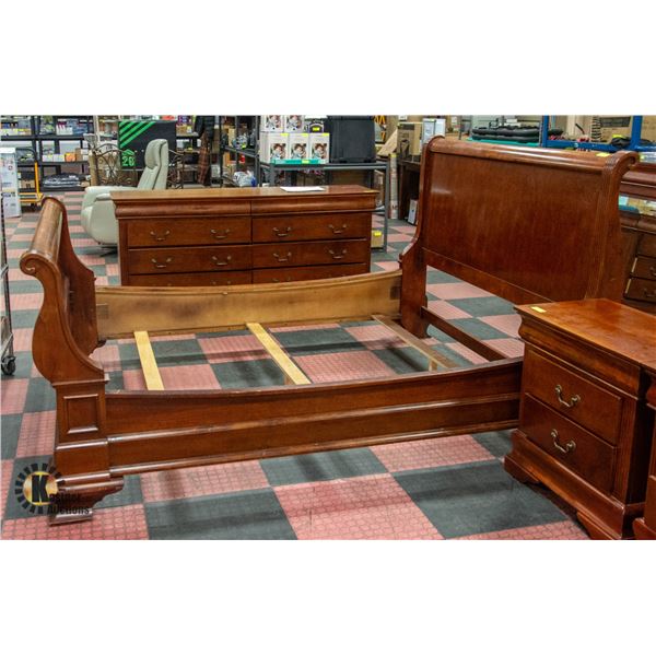 SOLID WOOD QUEEN SIZE BED - ALL WOOD SIDE