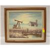 Image 1 : ESTATE OIL ON CANVAS OIL DRILL RIG PAINTING