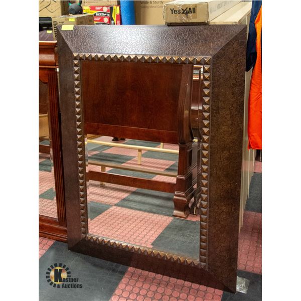 LARGE BEVELED GLASS ART MIRROR 49IN X 36IN