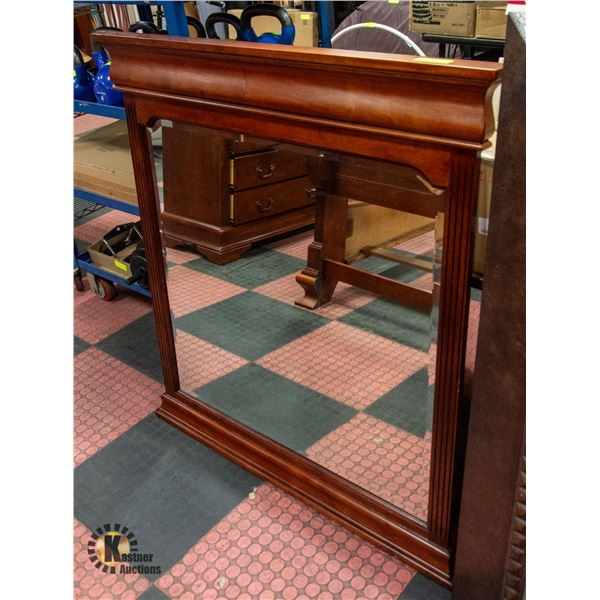 SOLID DARK WOOD,WITH BEVELED GLASS MIRROR,
