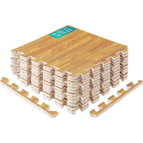 NEW YES4ALL INTERLOCKING EXERCISE MATS OAK WOOD