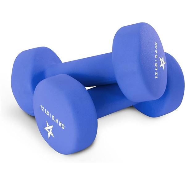 PAIR OF NEW YES4ALL 12LB DUMBELLS