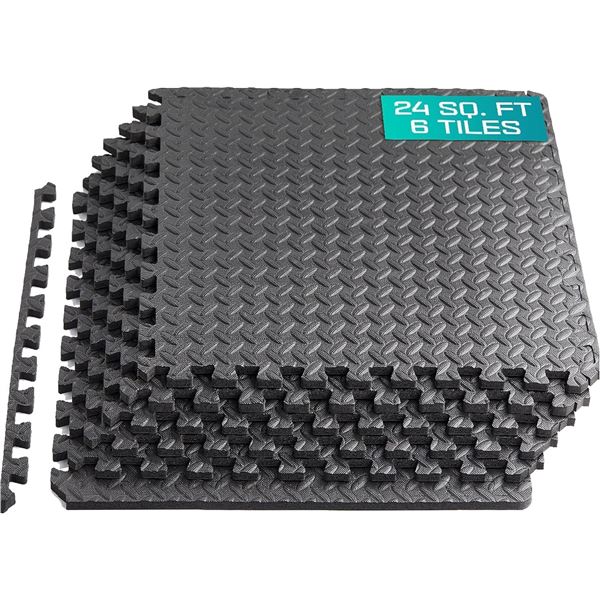 NEW YES4ALL INTERLOCKING EXERCISE MATS 6 PCS BLACK