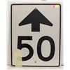 SPEED LIMIT 50 AHEAD SIGN