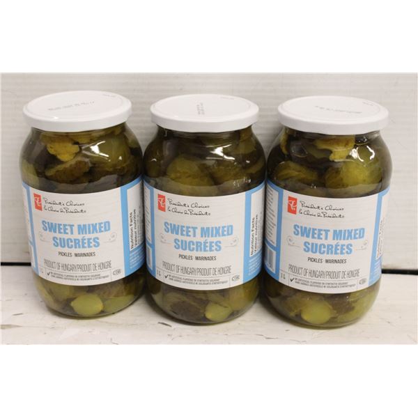 THREE JARS PRESIDENTS CHOICE 1 L SWEET PICKLES