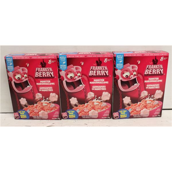 THREE BOXES OF FRANKENBERRY CEREAL BEST BEFORE