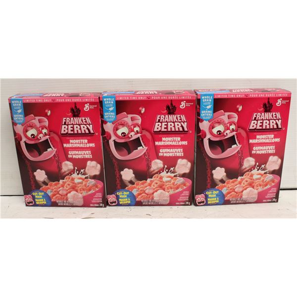 THREE BOXES OF FRANKENBERRY CEREAL BEST BEFORE