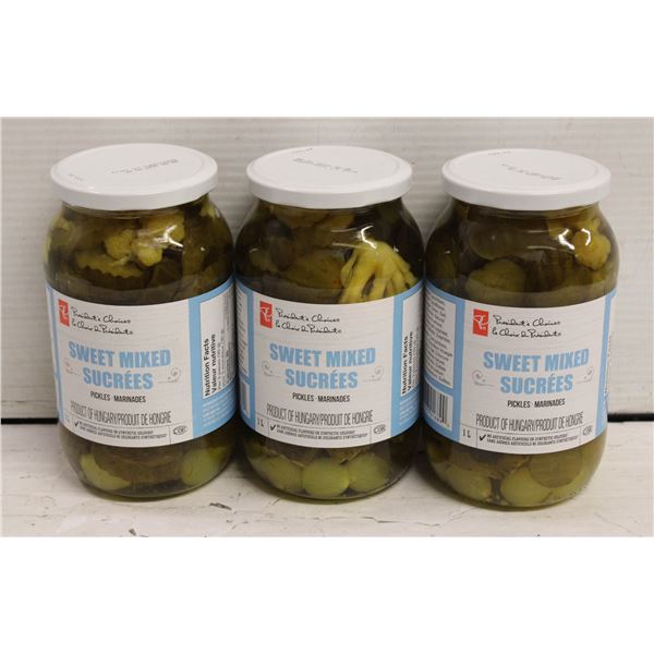 THREE JARS PRESIDENT CHOICE 1 L SWEET PICKLES