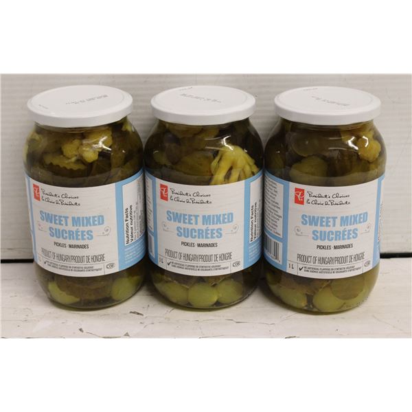 THREE JARS PRESIDENT’S CHOICE 1 L SWEET PICKLES