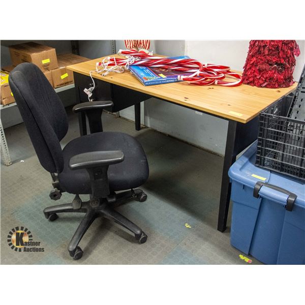 SOLID DARK WOOD 2-DRAWER DESK WITH