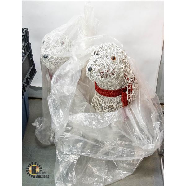 2 CHRISTMAS YARD DOGS TOGETHER APPROX 3FT TALL