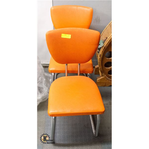 2 ORANGE/CHROME DINER 1950'S CHAIRS TOGETHER