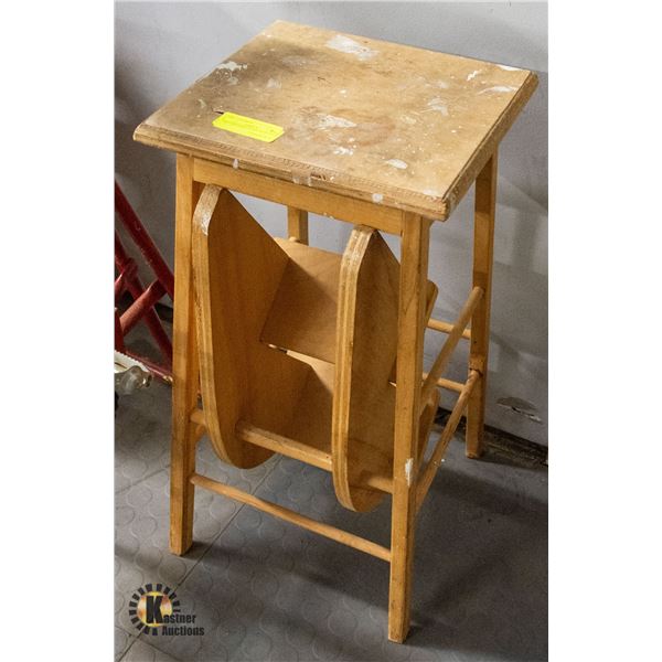 VINTAGE WOOD STOOL WITH STEPS