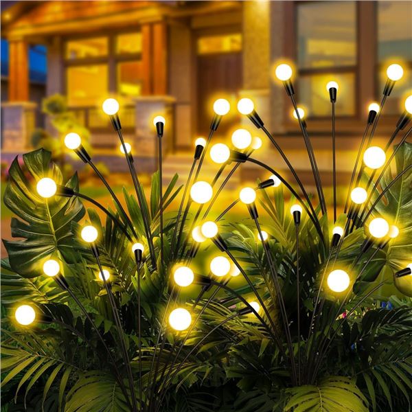 NEW 4PK SOLAR GARDEN FIREFLY LIGHTS