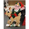 Image 1 : HANDCRAFTED WOOD ELF RUDOLPH 35" X 24"