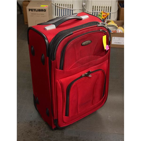SUITCASES - RED CARRY ON, ONE LARGE SIZE