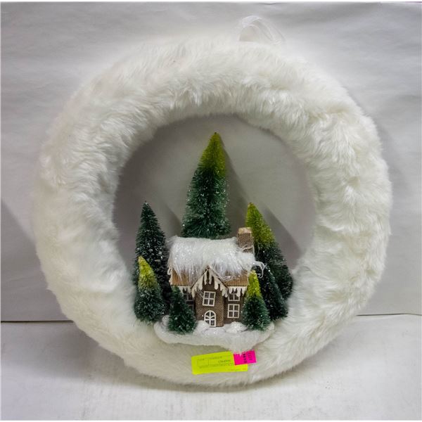 WHITE CHRISTMAS SCENE WREATH