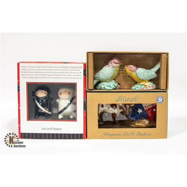 NEW 3 SETS SALT & PEPPER SHAKERS