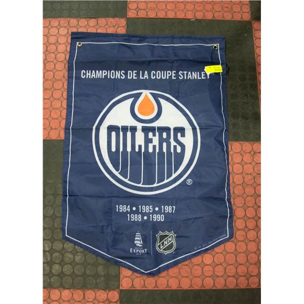 OILERES STANELY CUP CHAMPIONS BANNER 84, 85, 87,