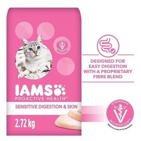 2.72KG BAG OF IAMS SENSITIVE TURKEY CAT FOOD