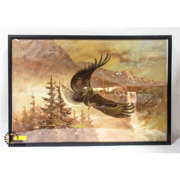ORIGINAL OIL PAINTING OF EAGLE IN FLIGHT VINTAGE