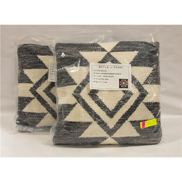 2 BOHEMIAN DIAMOND CUSHIONS