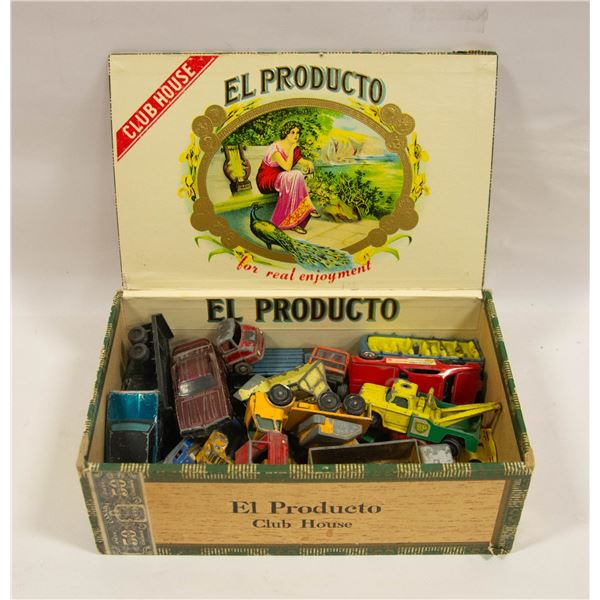 ESTATE CIGAR BOX WITH VINTAGE REDLINE HOTWHEELS