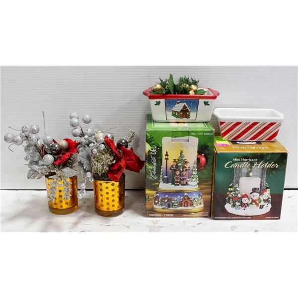6 PCS XMAS PORCELAIN VILLAGES HOUSES WORKING