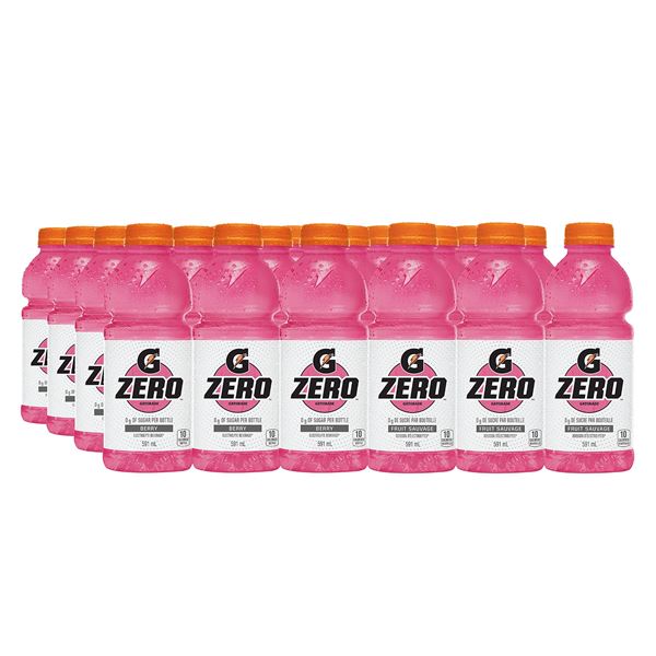 CASE WITH 24 591ML BOTTLES OF GATORADE ZERO BERRY