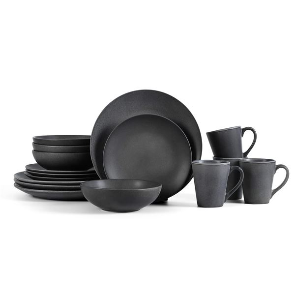 NEW STONE AND LAIN MATTE GREY 16PC DINNERWARE SET