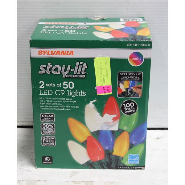 SYLVANIA STAY-LIT 2 SETS OF 50 LED C9