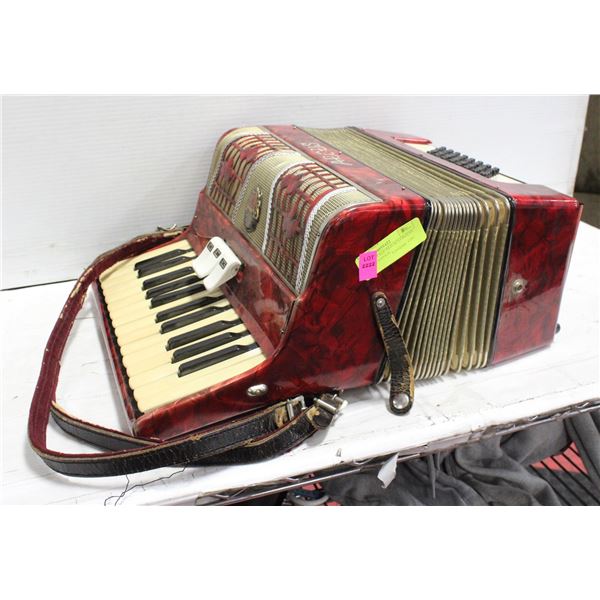 ESTATE VINTAGE RED ACCORDIAN NEEDS TLC-ESTATE