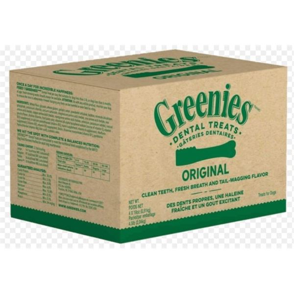 CASE WITH 4 BAGS OF GREENIES DENTAL TREATS