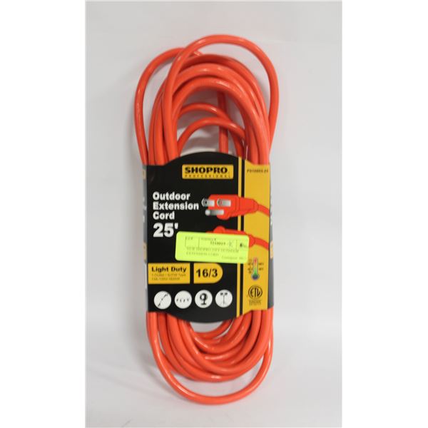 NEW SHOPRO 25FT OUTDOOR EXTENSION CORD