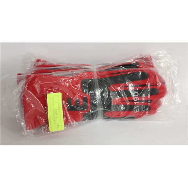 SIX PAIRS RED GRIP SPORTS GLOVES, LARGE