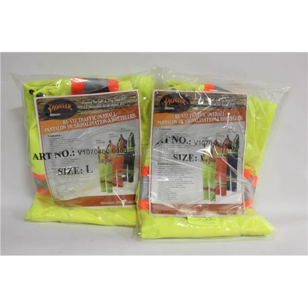 2 PIONEER HI VIZ TRAFFIC OVERALLS SZ LRG