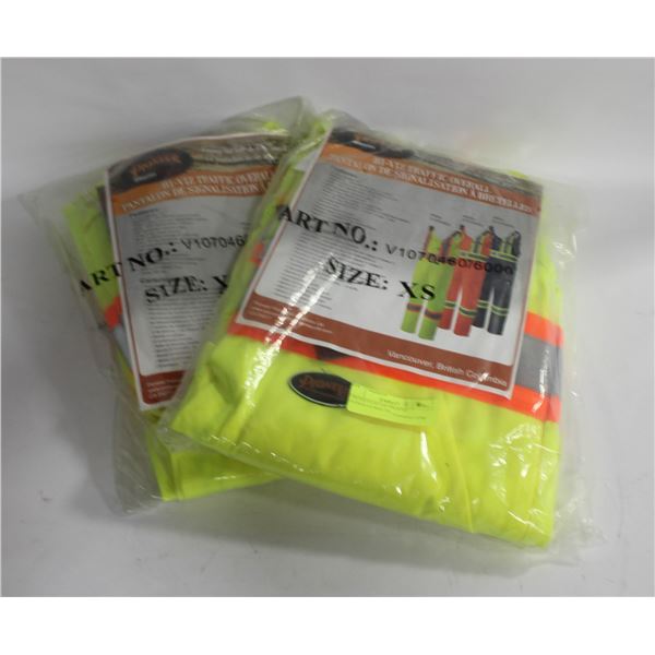 2 PIONEER HI VIZ TRAFFIC OVERALLS SIZE XS