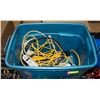 Image 1 : BIN OF ASSORTED CORDS AND EXTENSION CORDS