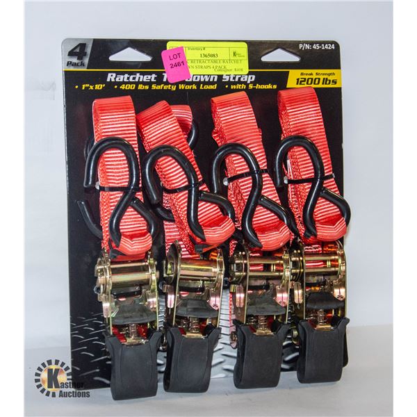 PROLOC RETRACTABLE RATCHET TIE DOWN STRAPS 4 PACK