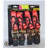 Image 1 : PROLOC RETRACTABLE RATCHET TIE DOWN STRAPS 4 PACK