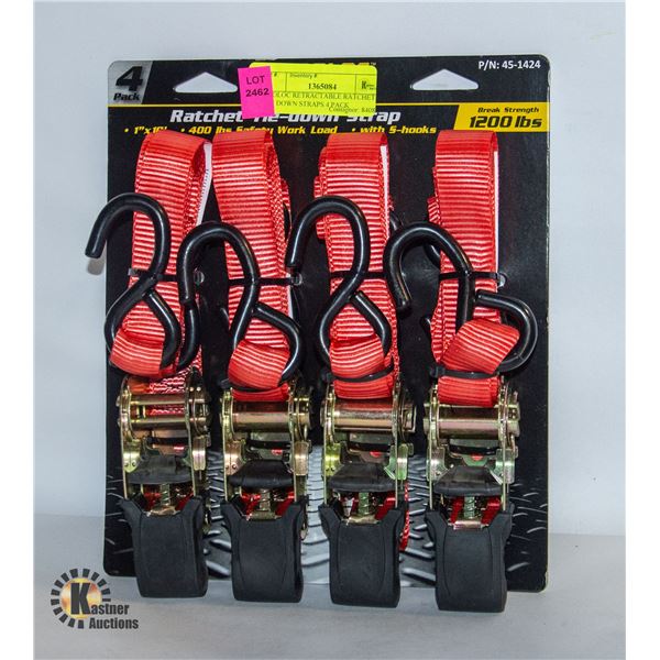 PROLOC RETRACTABLE RATCHET TIE DOWN STRAPS 4 PACK