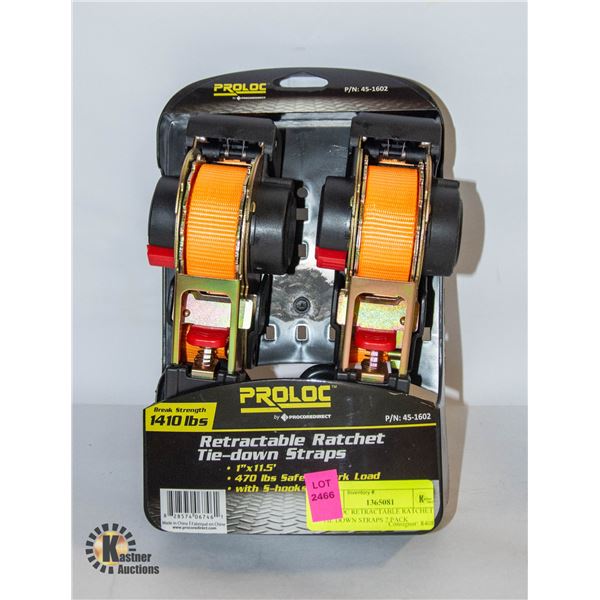 PROLOC RETRACTABLE RATCHET TIE DOWN STRAPS 2 PACK