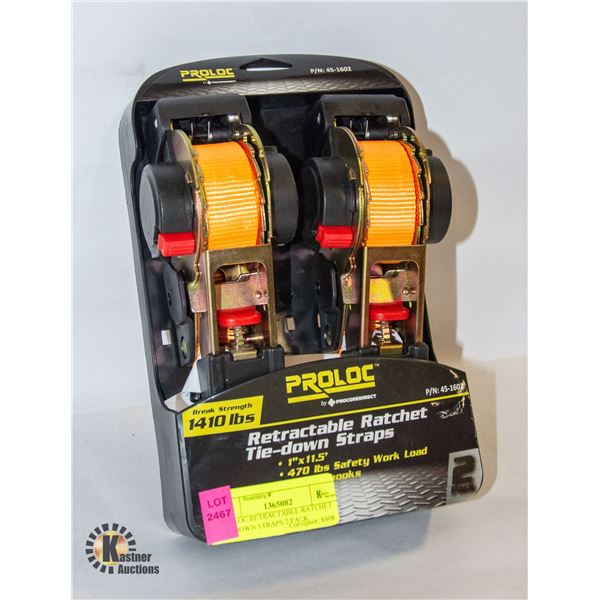 PROLOC RETRACTABLE RATCHET TIE DOWN STRAPS 2 PACK