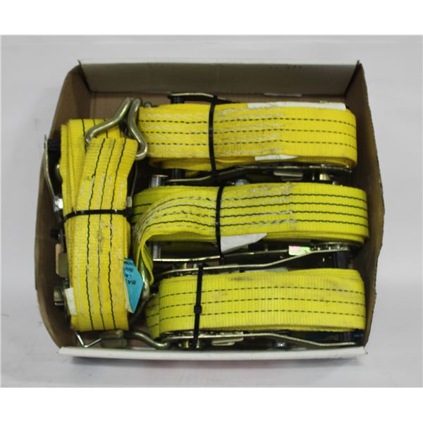 FLAT OF 4 NEW RATCHET STRAPS 5000KG.