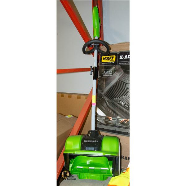 GREENWORKS 12'' CORDED SNOW SHOVEL.