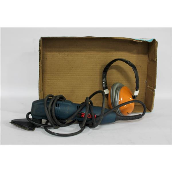 RYOBI SANDER & EAR PROTECTION
